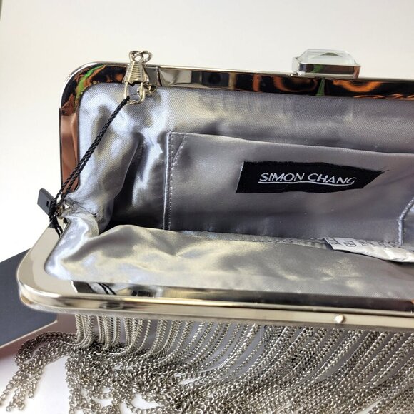 Silver Ruched Clutch Wedding Purse Silvery Evening Purse - Picture 10 of 11